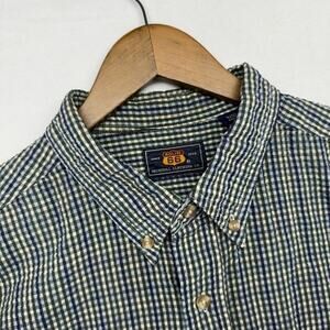 Vintage Route 66 Shirt men's XL Blue Green Seer Sucker Skater Surfer Boxy 90s